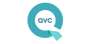 Das QVC-Logo auf grünem Hintergrund repräsentiert die QVC Handel GmbH.
